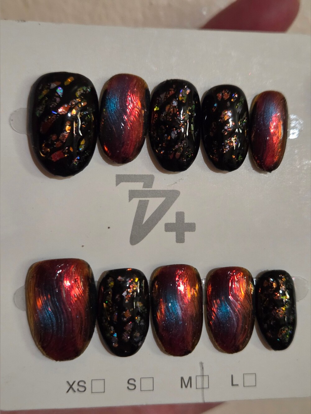 Cosmic Ember Shifter Multi-Chrome Cat-Eye Press On Nails